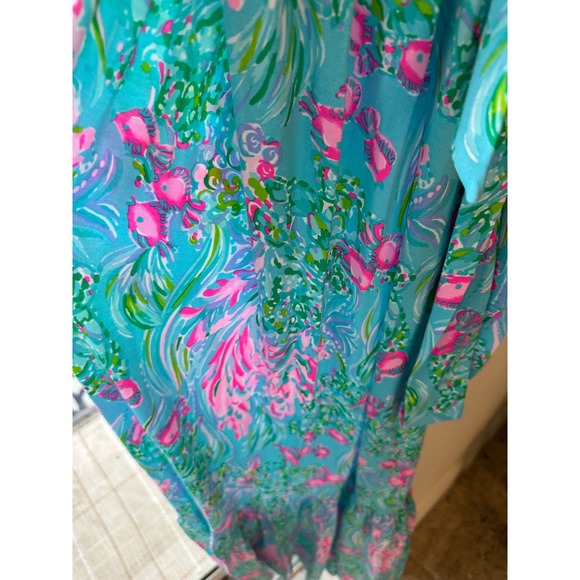 Lilly‎ Pulitzer Odella  Maxi Dress Off Shoulder best fishes  Belted Size S NWTs - Picture 4 of 9